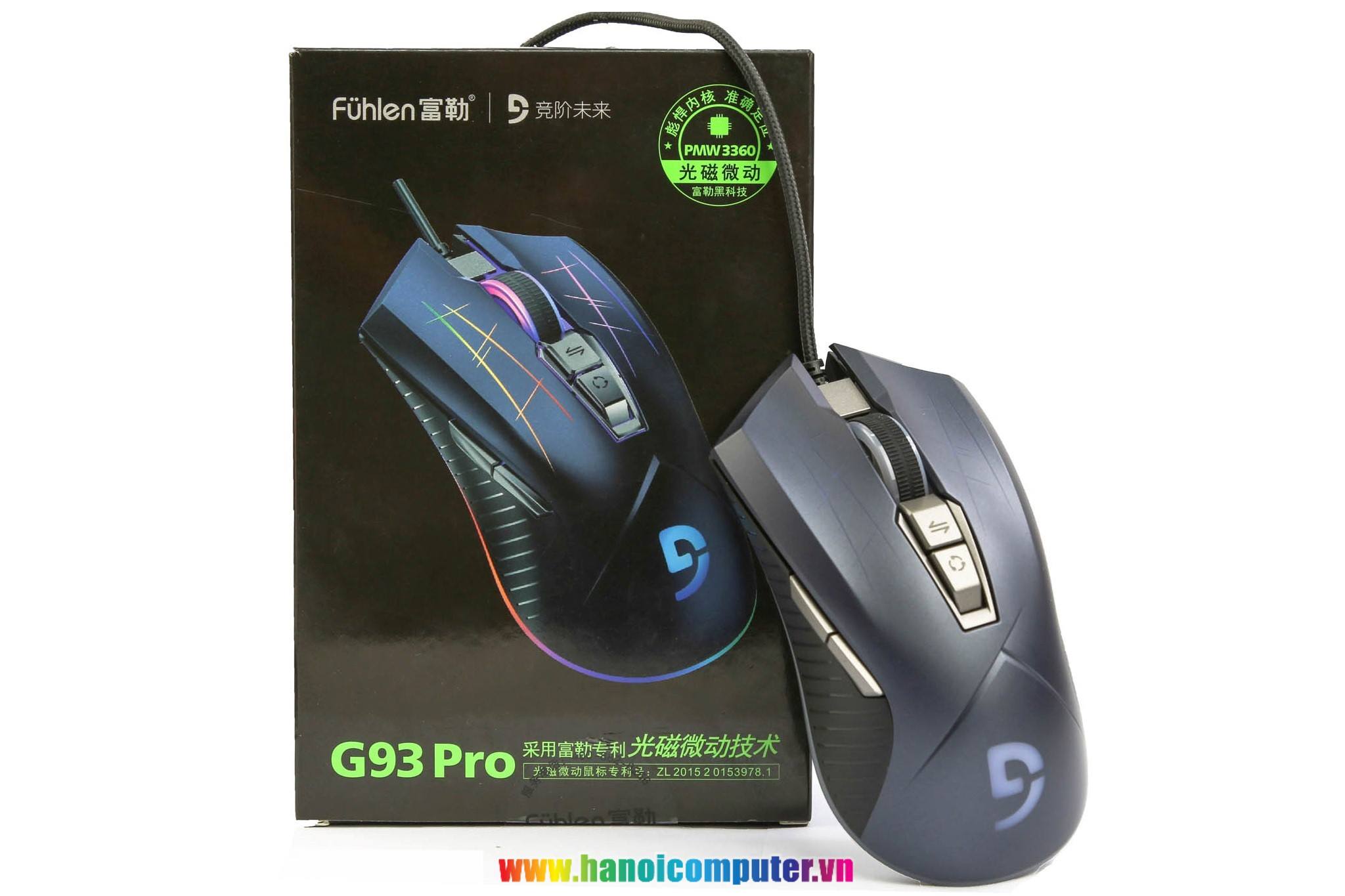 Chuột Fuhlen Nine Series G93 Pro RGB Gaming Black USB có thiết kế đối xứng tiện lợi